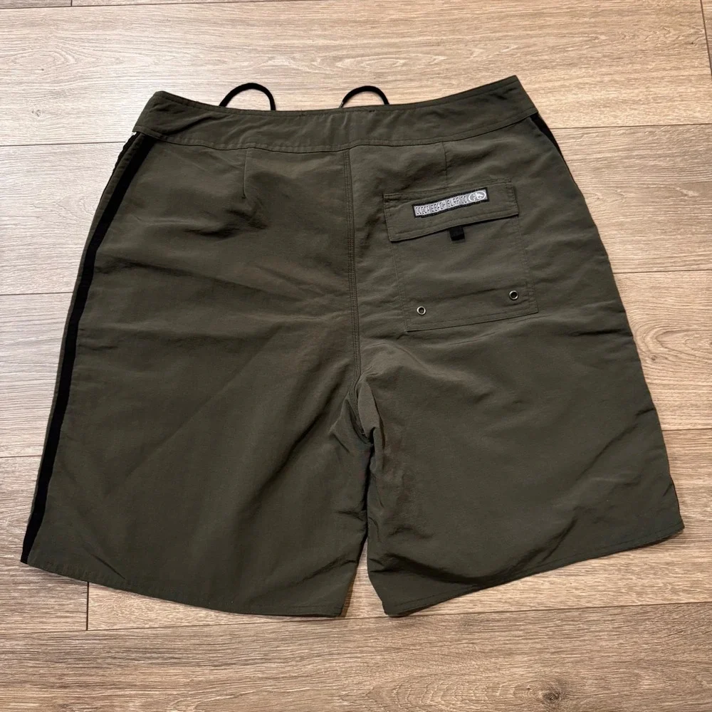 Cocoa Beach Surf Company‎ Mens Board Shorts Olive Green Side Tape Logo Size 40
